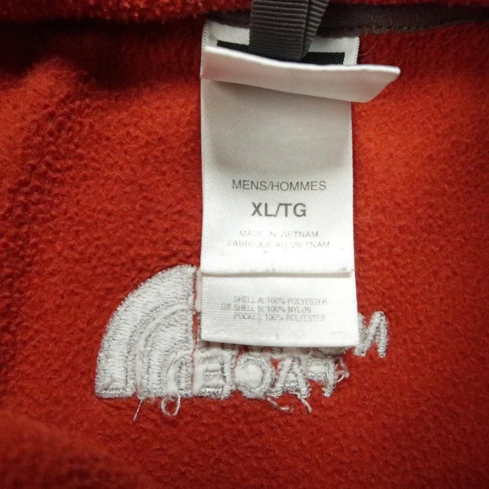The North Face Jacket Mens XL Orange Gray Full Zip Colorblock Fleece Hiking
